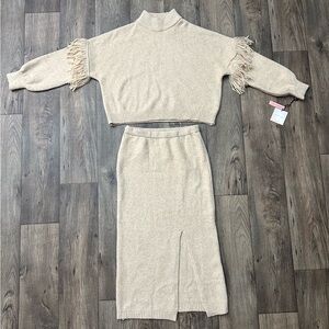 Happily Grey sweater skirt set tan western cowgirl cowgirl cozy